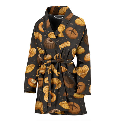 Bread Pattern Print Design 05 Women Bathrobe