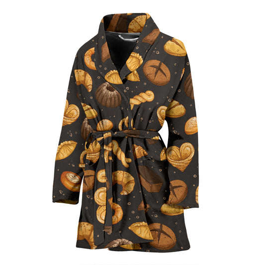 Bread Pattern Print Design 05 Women Bathrobe