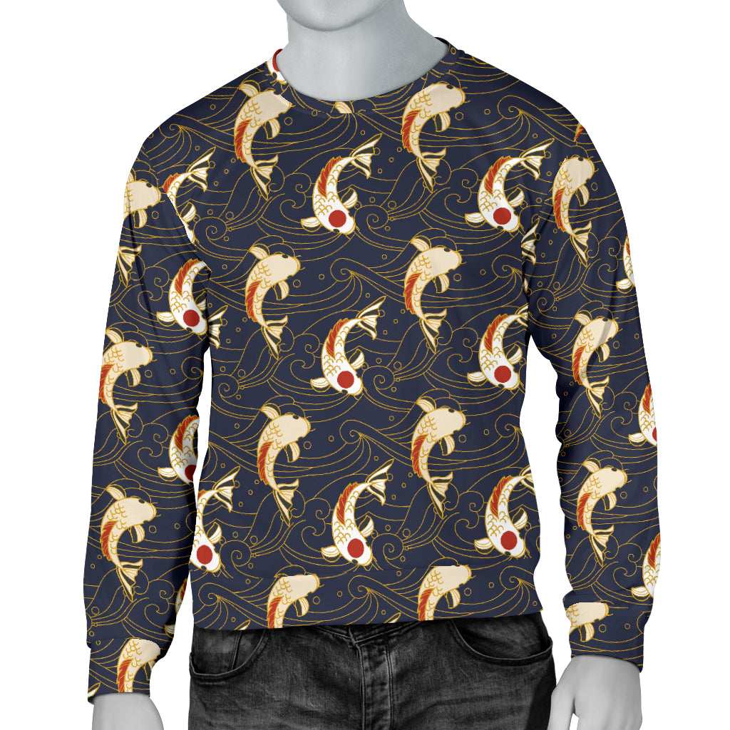 Koi Carp Japanese Design Themed Print Men Long Sleeve Sweatshirt
