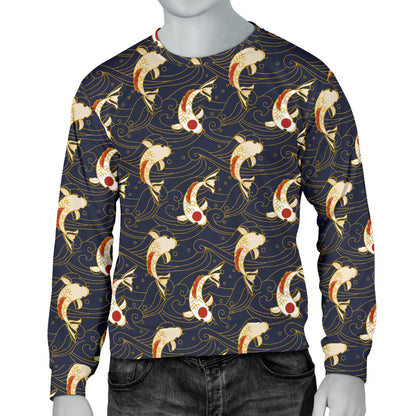 Koi Carp Japanese Design Themed Print Men Long Sleeve Sweatshirt