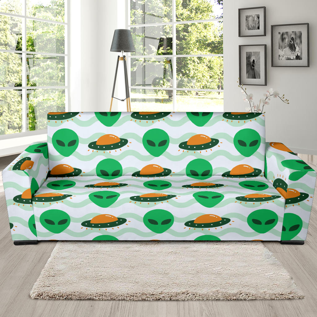 Alien UFO Pattern Print Design 04 Sofa Slipcover