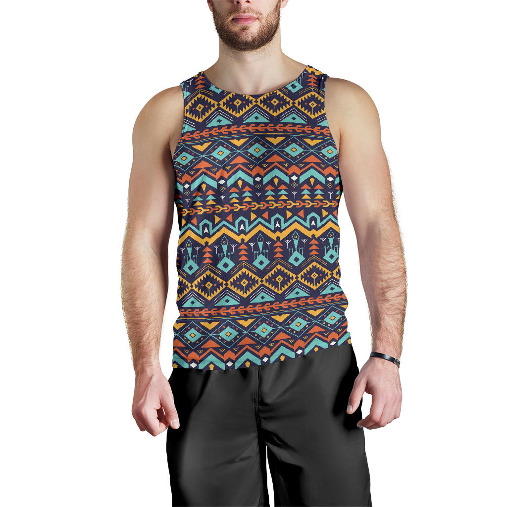 Aztec Style Print Pattern Men Tank Top