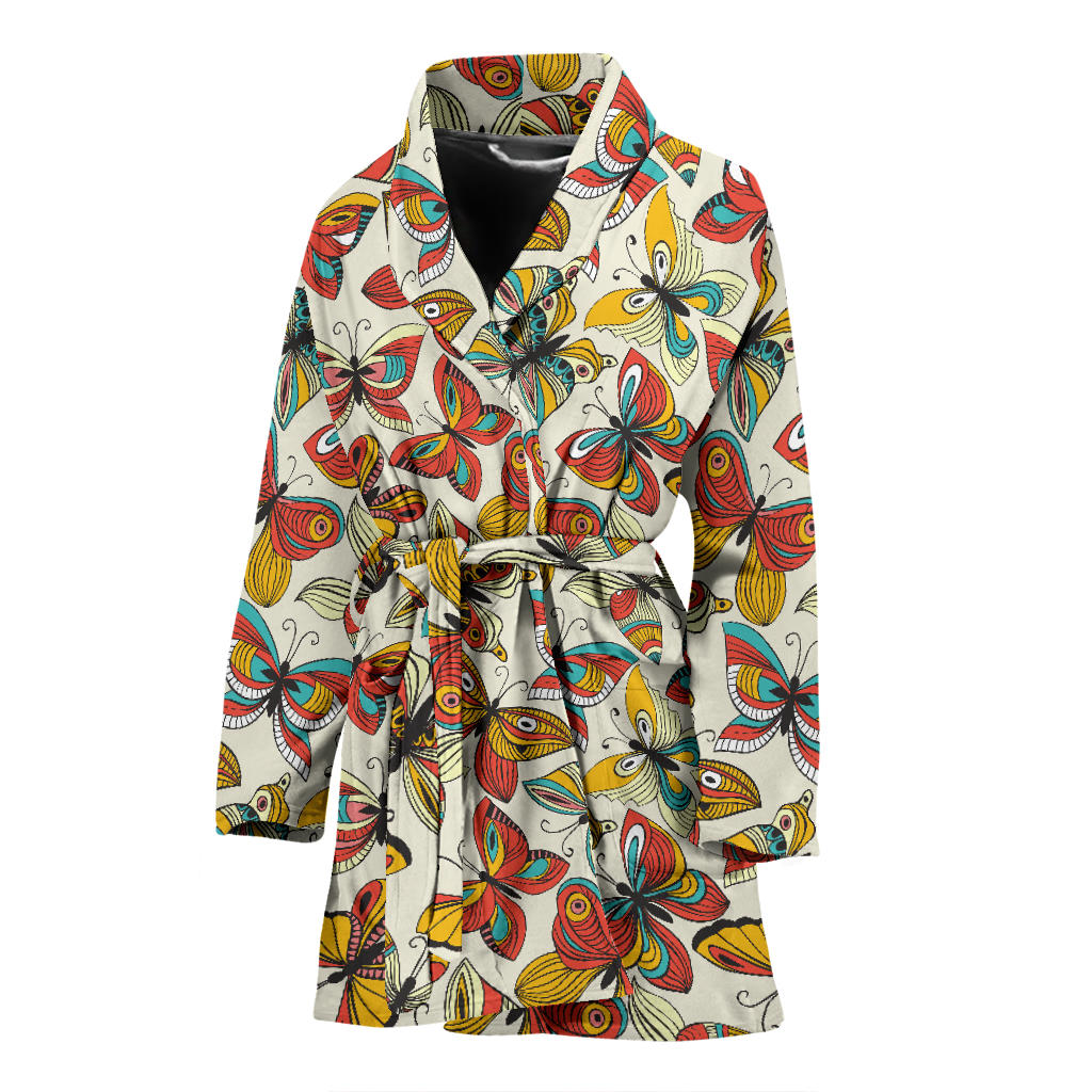 Butterfly Pattern Print Design 02 Women Bathrobe