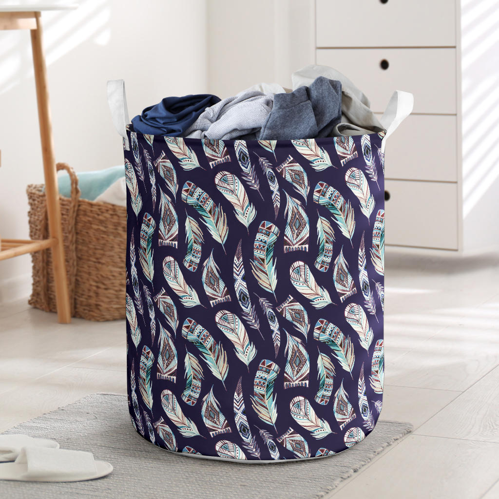 Feather Vintage Boho Design Print Laundry Basket