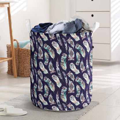 Feather Vintage Boho Design Print Laundry Basket