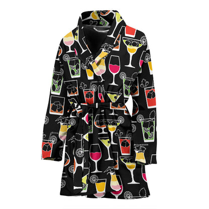 Cocktail Pattern Print Design 01 Women Bathrobe