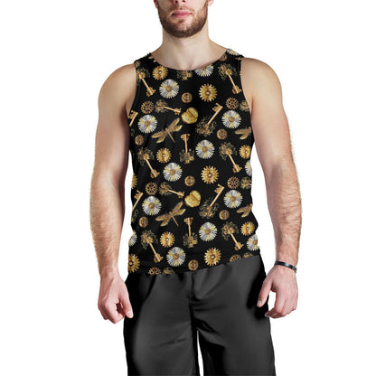 Steampunk Dragonfly Design Themed Print Men Tank Top