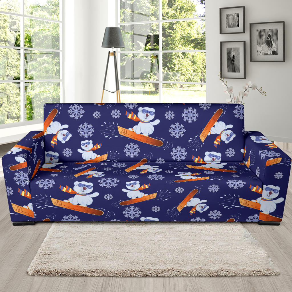 Snowboard Bear Print Design LKS305 Sofa Slipcover