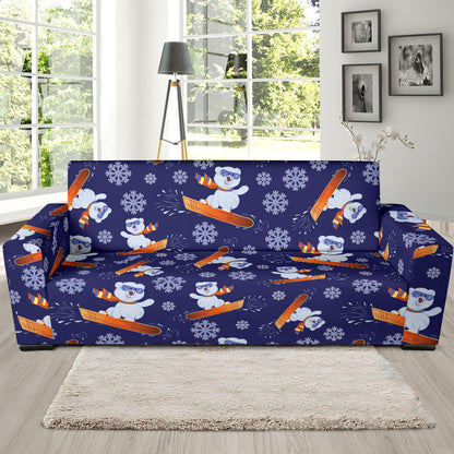 Snowboard Bear Print Design LKS305 Sofa Slipcover