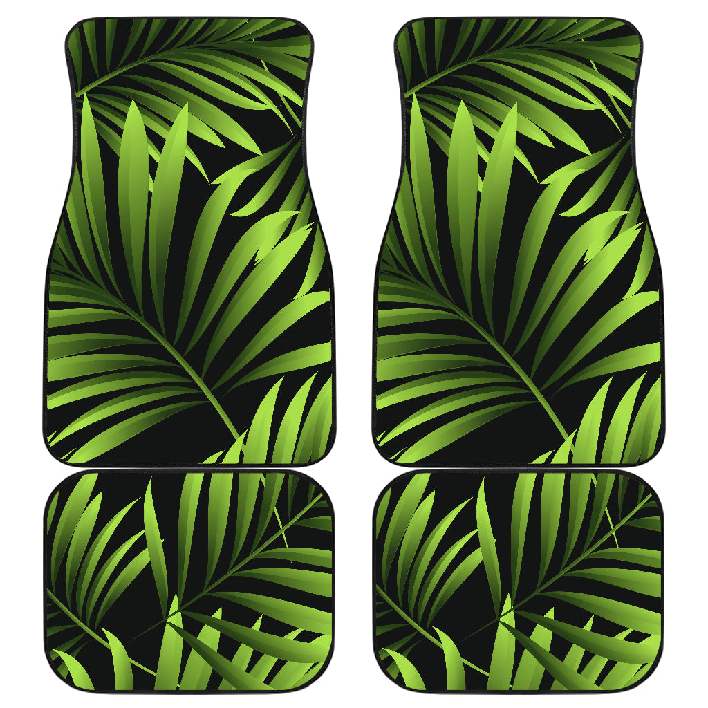 Green Neon Tropical Palm Leaves Car Floor Mats Front Back