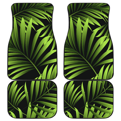 Green Neon Tropical Palm Leaves Car Floor Mats Front Back