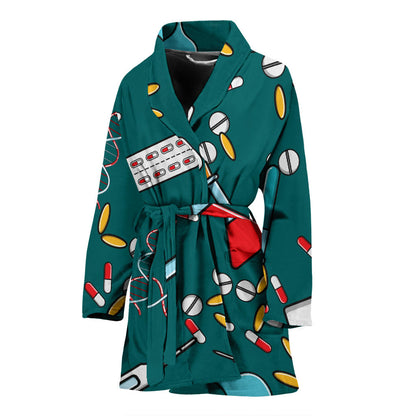 Nurse Pattern Print Design A05 Women Bathrobe