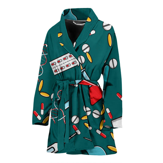 Nurse Pattern Print Design A05 Women Bathrobe