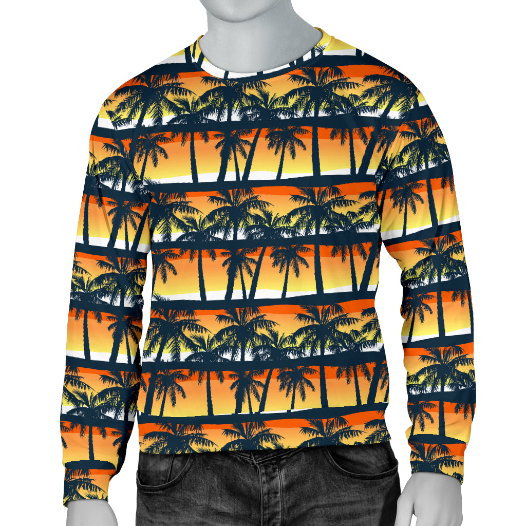 Palm Tree Sunset Design Print Men Long Sleeve Sweatshirt