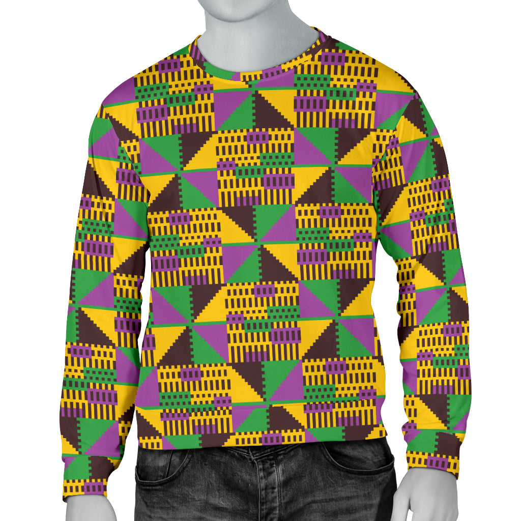 Kente Triangle Design African Print Men Long Sleeve Sweatshirt