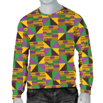 Kente Triangle Design African Print Men Long Sleeve Sweatshirt