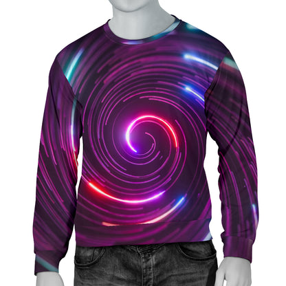 Vortex Twist Swirl Purple Neon Print Men Long Sleeve Sweatshirt