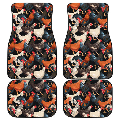 Chicken Print Pattern Car Floor Mats Front Back