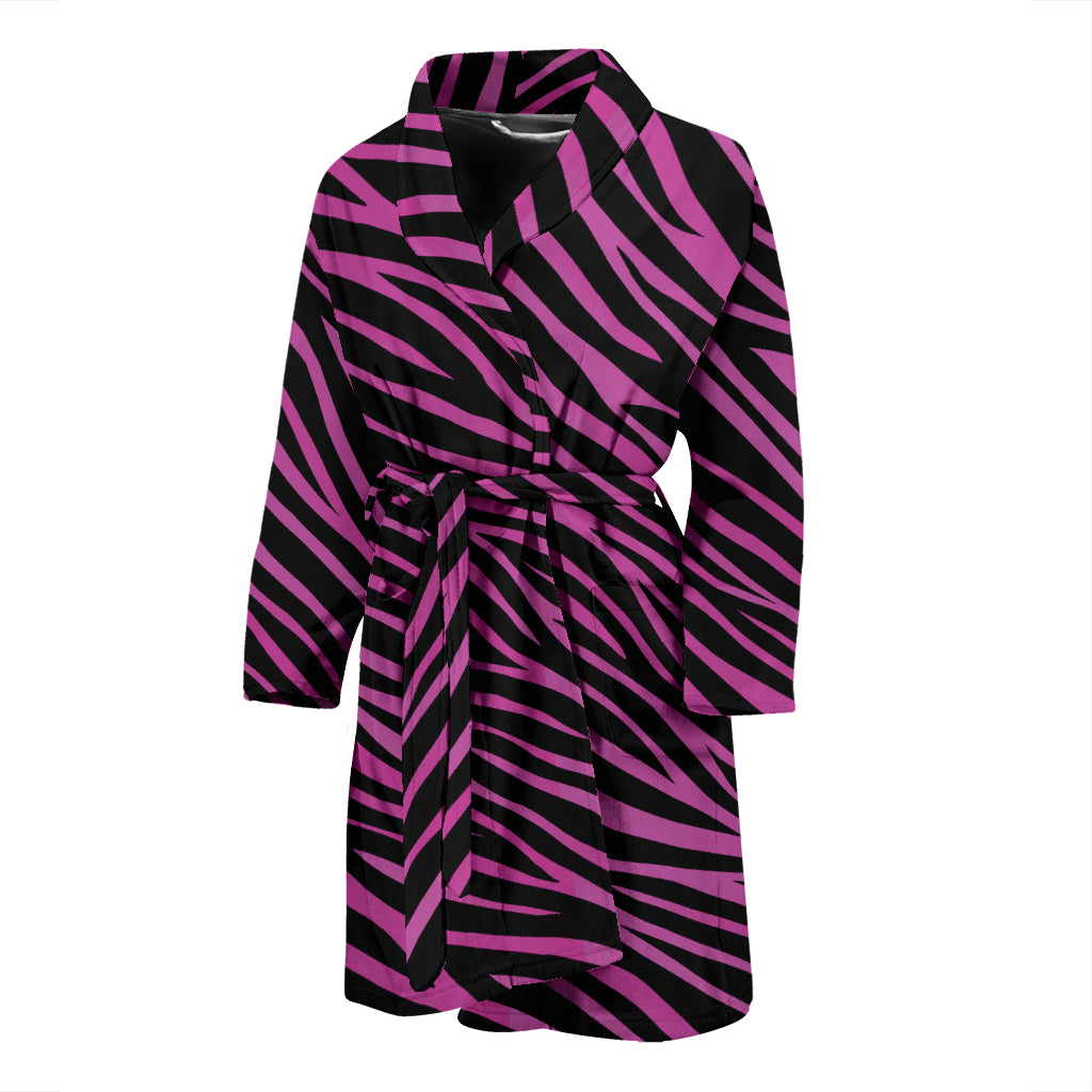 Zebra Pink Print Design LKS304 Men Bathrobe