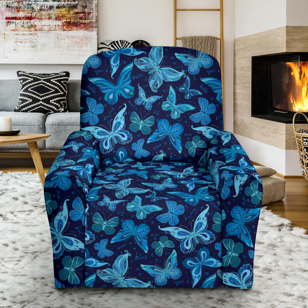 Butterfly Pattern Print Design 03 Recliner Slipcover with Pocket