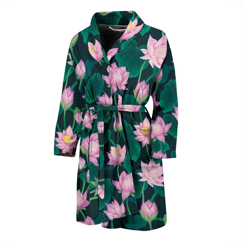 Water Lily Print Design LKS302 Men Bathrobe