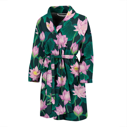 Water Lily Print Design LKS302 Men Bathrobe
