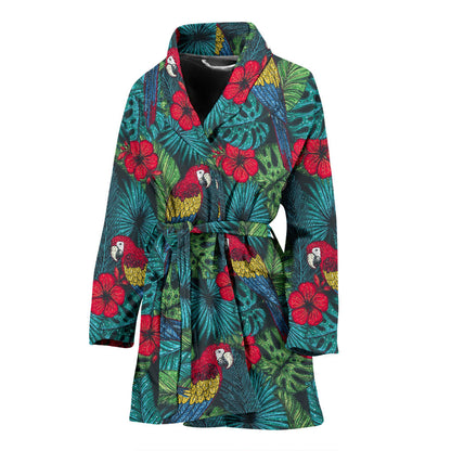 Parrot Pattern Print Design A05 Women Bathrobe