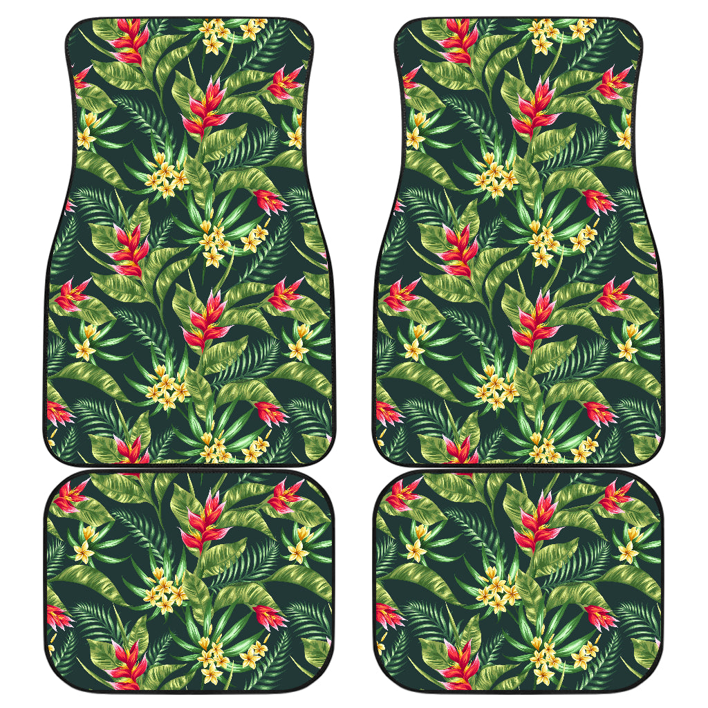 Tropical Folower Red Heliconia Print Car Floor Mats Front Back
