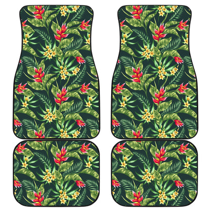 Tropical Folower Red Heliconia Print Car Floor Mats Front Back