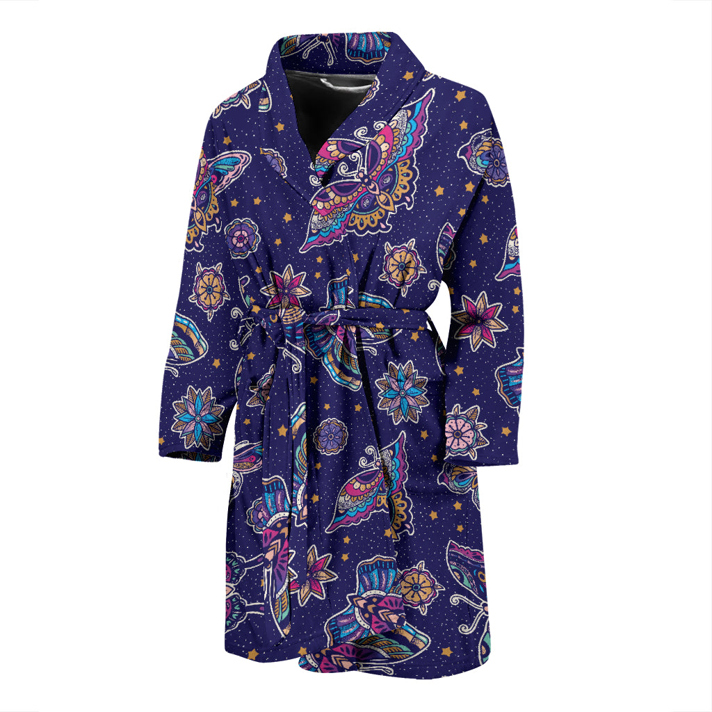 Butterfly Print Design LKS303 Men Bathrobe