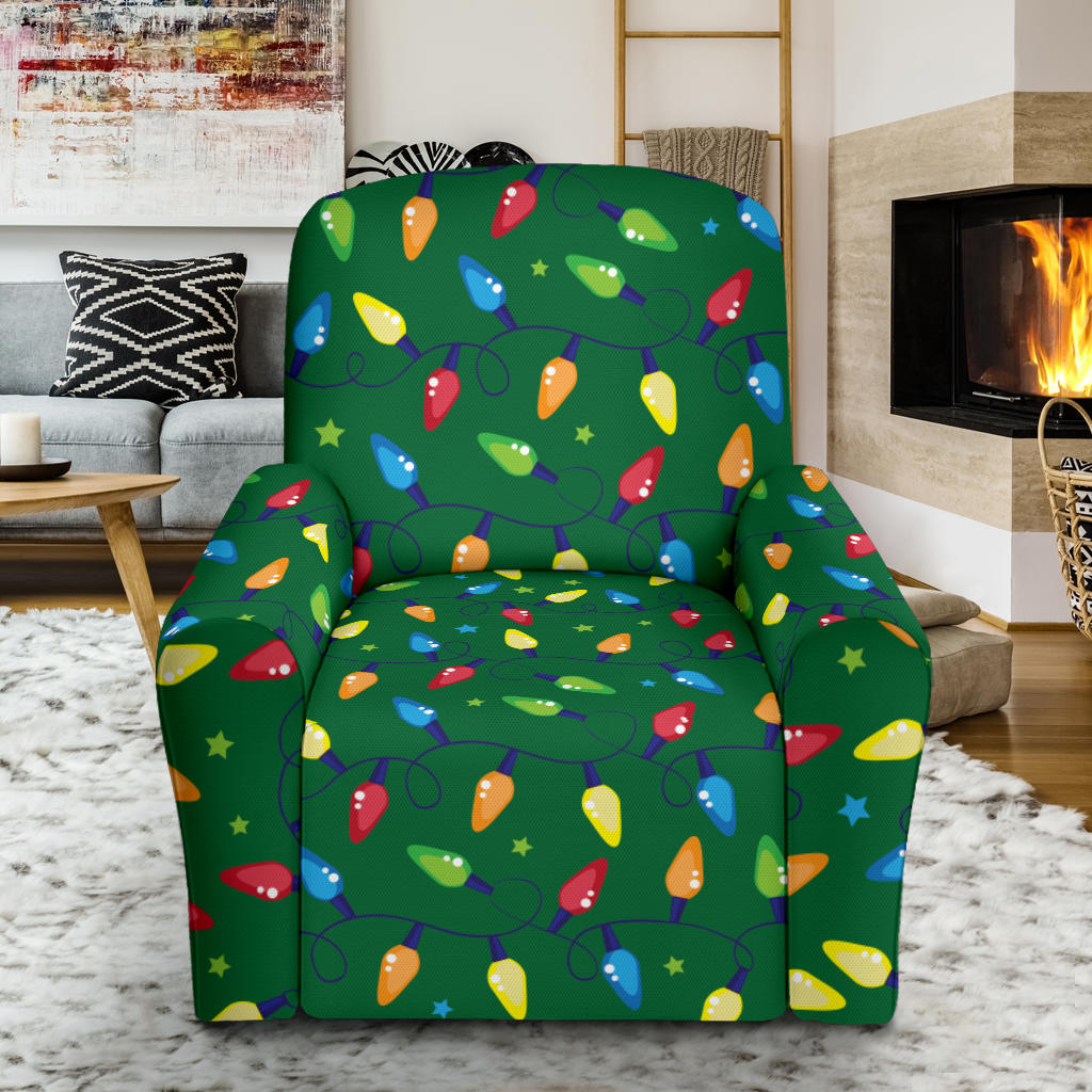 Christmas Light Pattern Print Design 02 Recliner Slipcover with Pocket