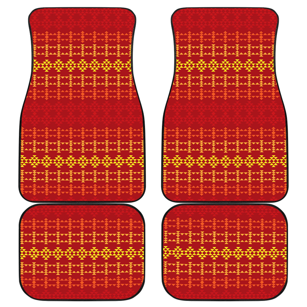 Southwest Red Gold Design Themed Print Car Floor Mats Front Back