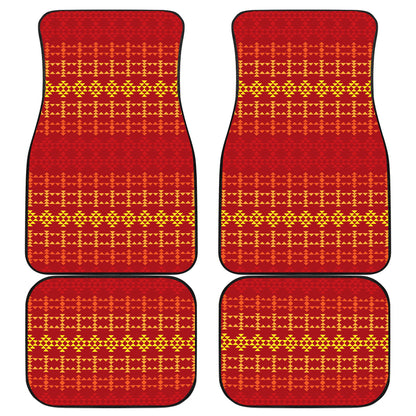 Southwest Red Gold Design Themed Print Car Floor Mats Front Back