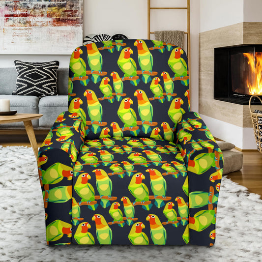 Lovebird Pattern Print Design 01 Recliner Slipcover with Pocket