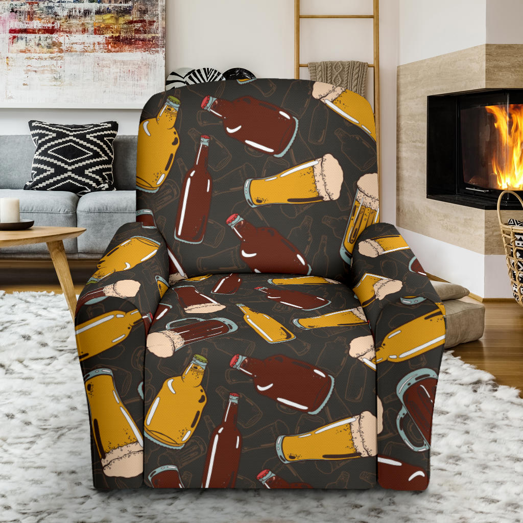 Beer Pattern Print Design 03 Recliner Slipcover with Pocket