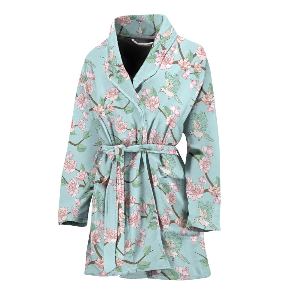 Cherry Blossom Pattern Print Design 02 Women Bathrobe