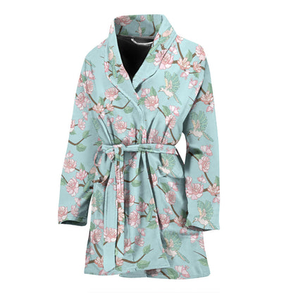 Cherry Blossom Pattern Print Design 02 Women Bathrobe