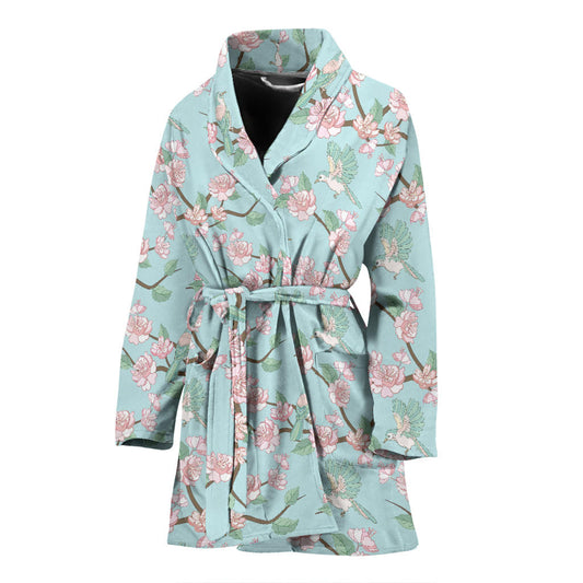 Cherry Blossom Pattern Print Design 02 Women Bathrobe