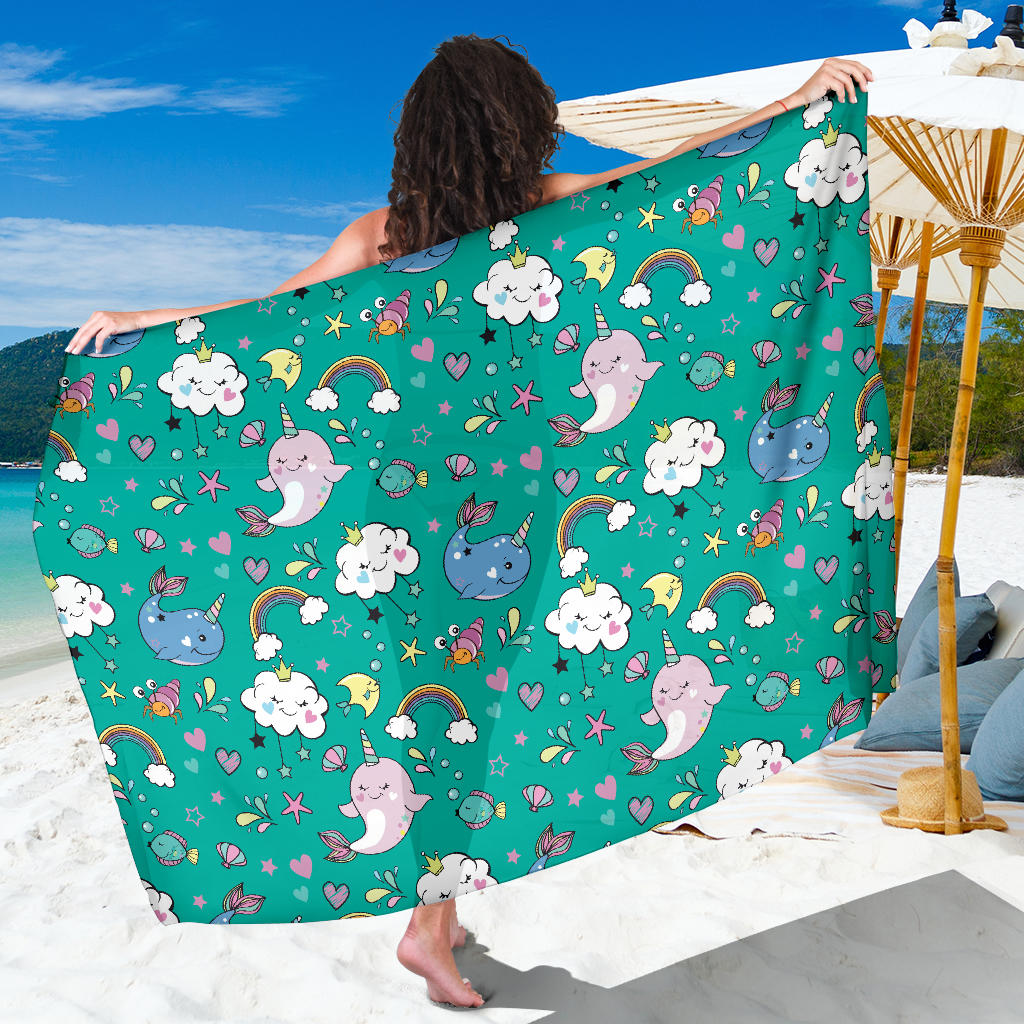 Narwhal Pattern Print Design 04 Sarong Pareo Wrap