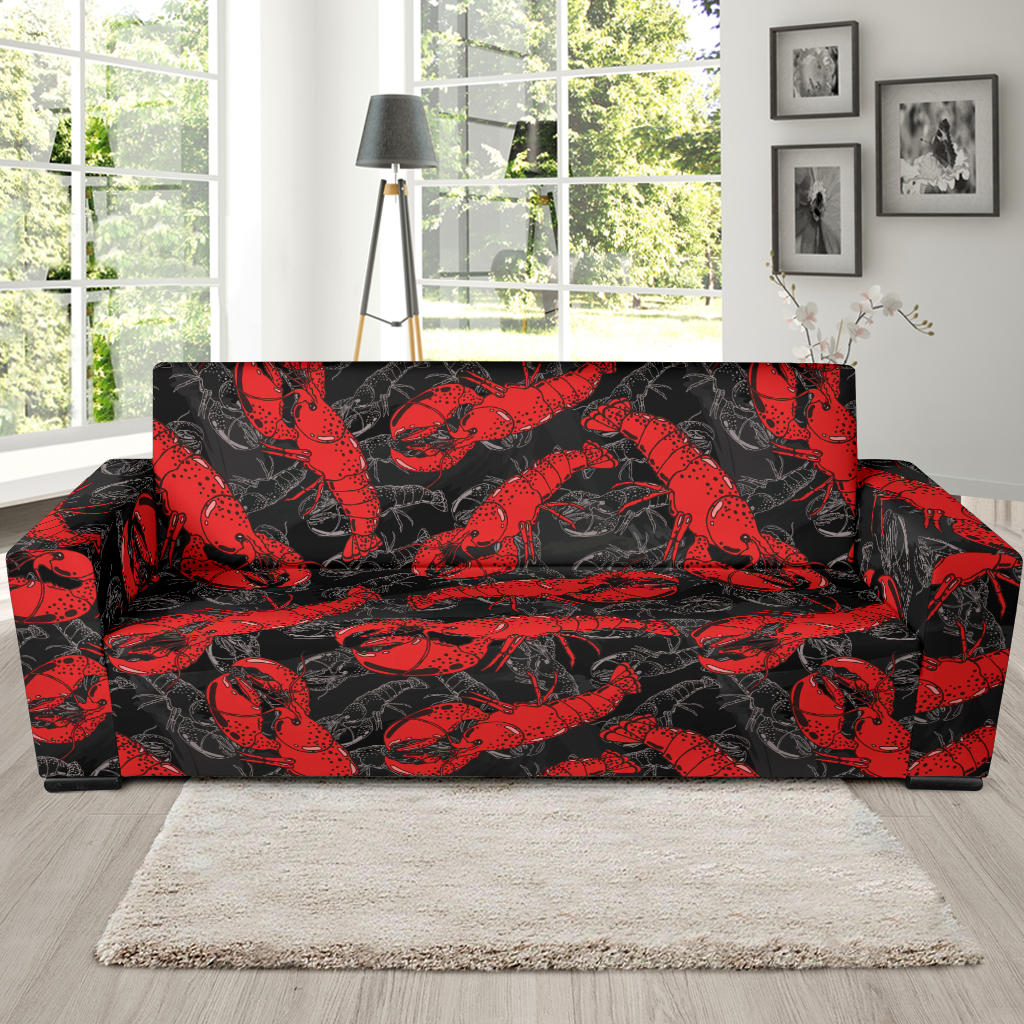 Lobster Pattern Print Design 04 Sofa Slipcover