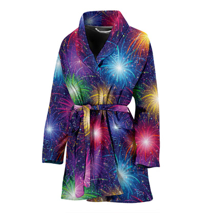 Firework Colorful Print Design LKS301 Women Bathrobe