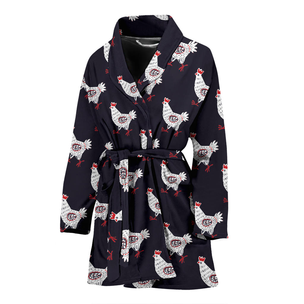 Chicken Pattern Print Design 03 Women Bathrobe