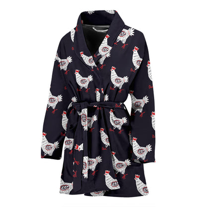 Chicken Pattern Print Design 03 Women Bathrobe