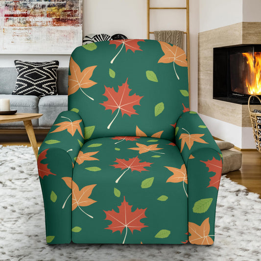 Maple Leaf Pattern Print Design 04 Recliner Slipcover with Pocket