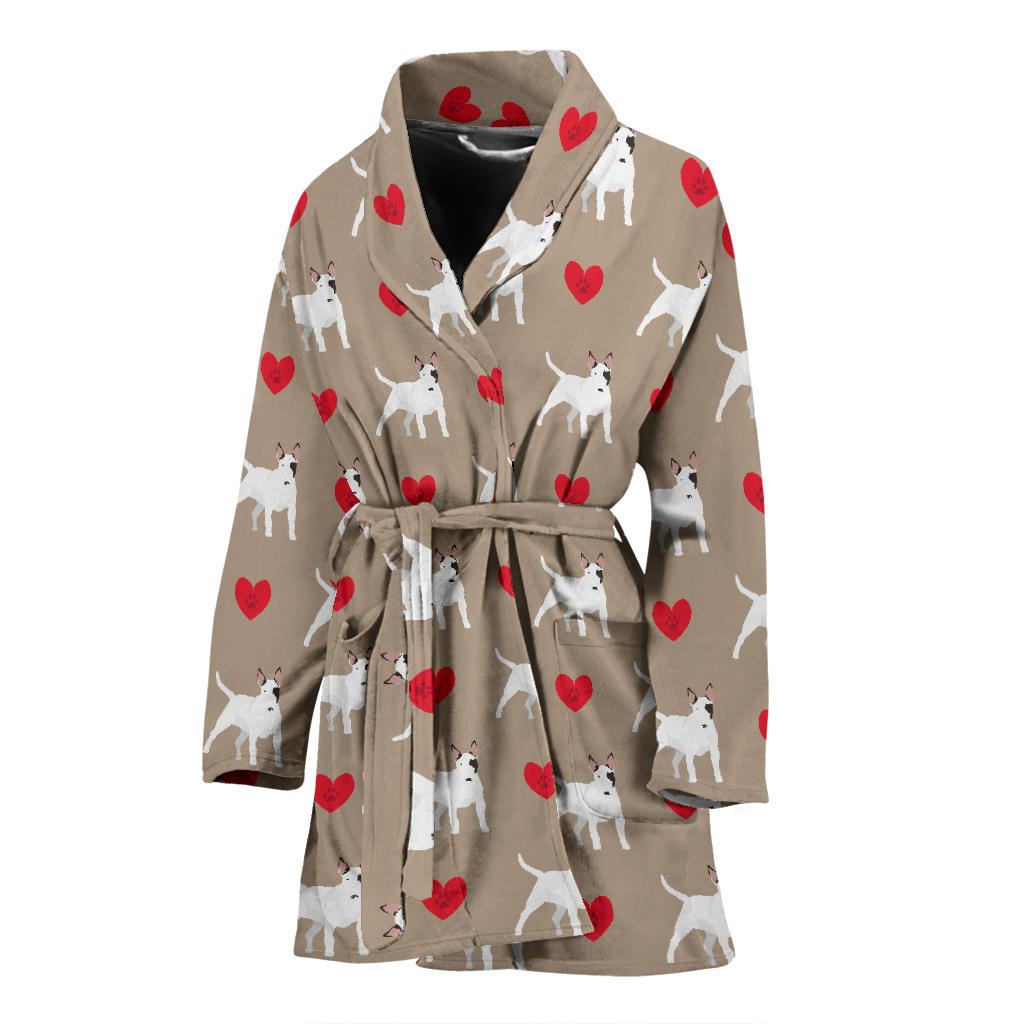 Bull Terriers Pattern Print Design 01 Women Bathrobe