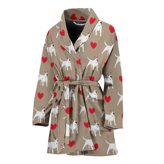 Bull Terriers Pattern Print Design 01 Women Bathrobe