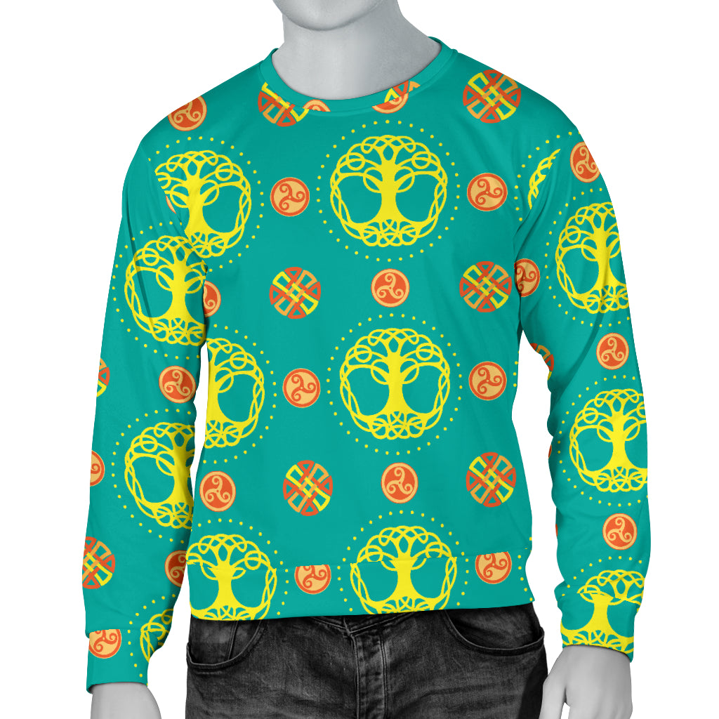 Celtic Tree of Life Print Pattern Men Long Sleeve Sweatshirt