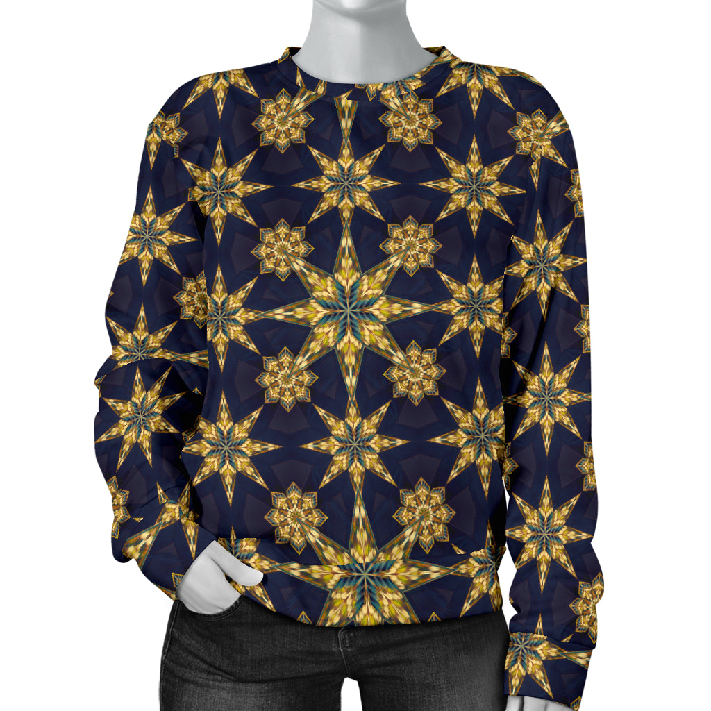 kaleidoscope Gold Print Design Women Long Sleeve Sweatshirt