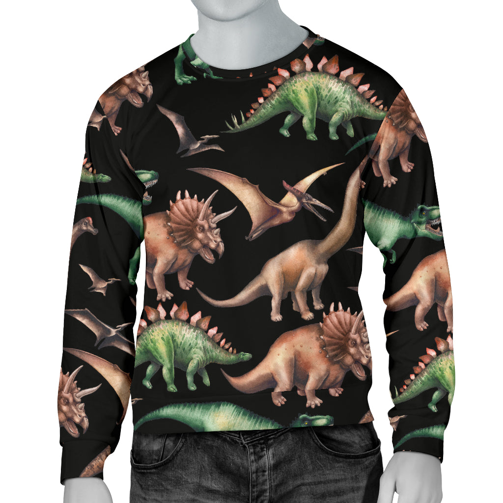 Dinosaur Print Pattern Men Long Sleeve Sweatshirt