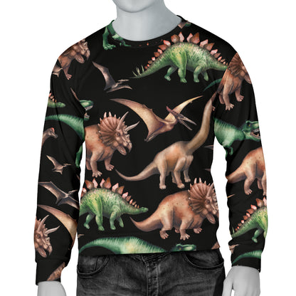 Dinosaur Print Pattern Men Long Sleeve Sweatshirt